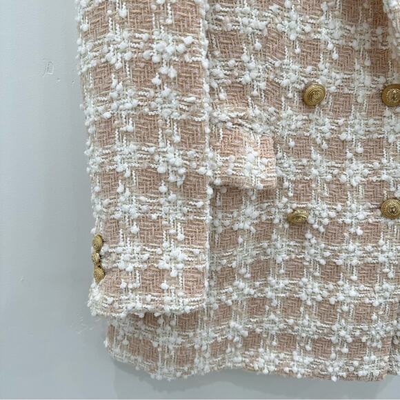 NWOT Zara Textured Tweed Light Pink Double Breasted Blazer. Blogger fave. - Picture 8 of 12